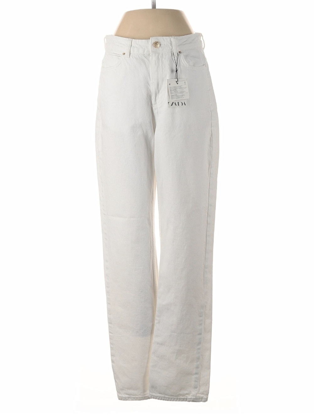 Zara White High-Rise Straight Leg Jeans - Women